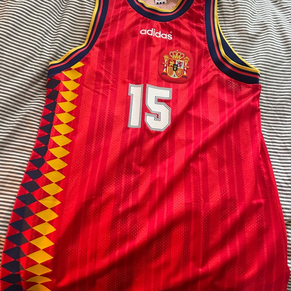 SPAIN #15 Adidas Originals Women's Red Tank Jersey Dress XL - Picture 5 of 7